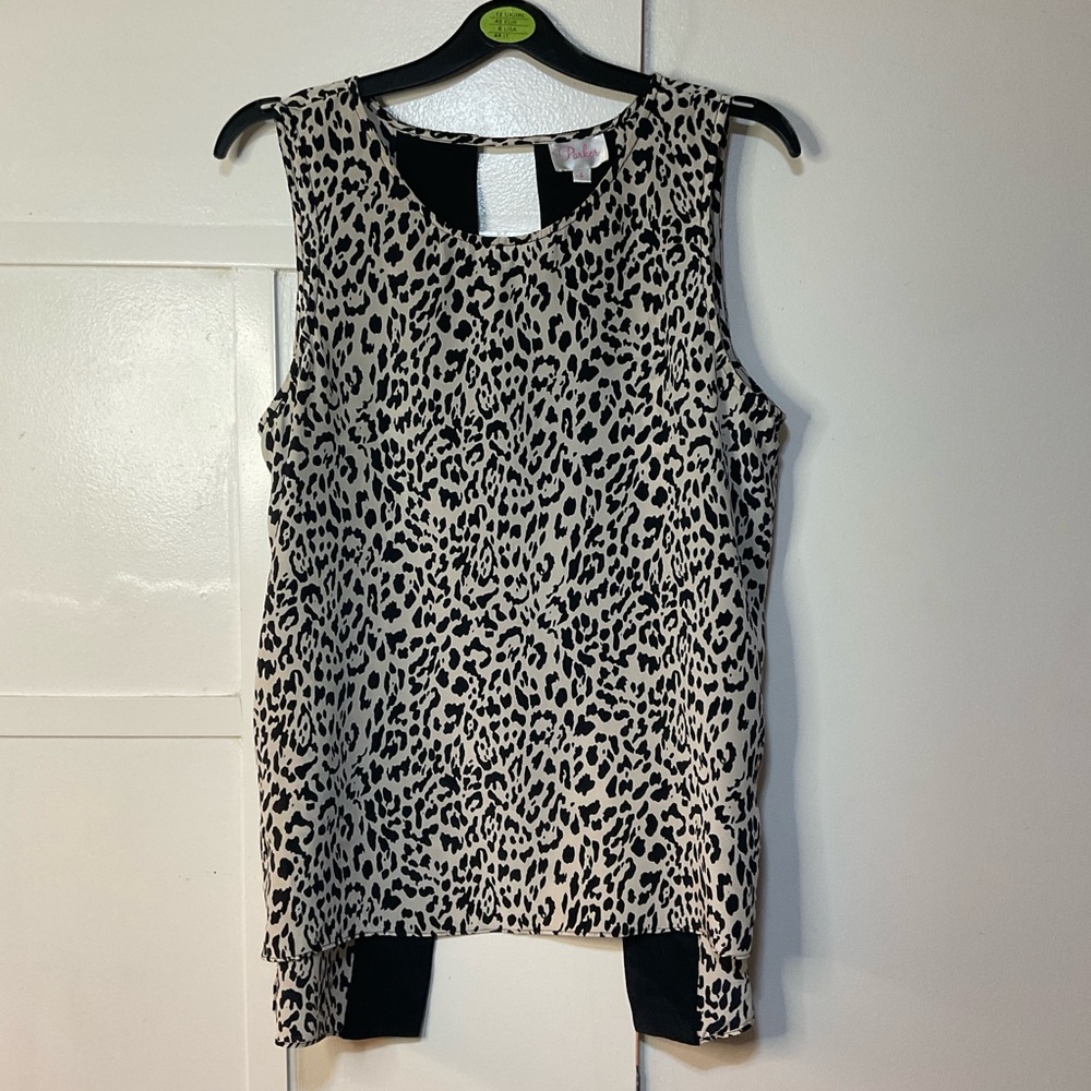 Parker Leopard Print Sleeveless Open-Back Tank